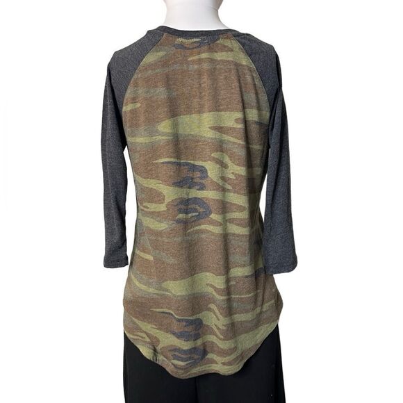 White Crow Camouflage 3/4 Baseball Tee Green & Dark Grey Size XS - Picture 2 of 4
